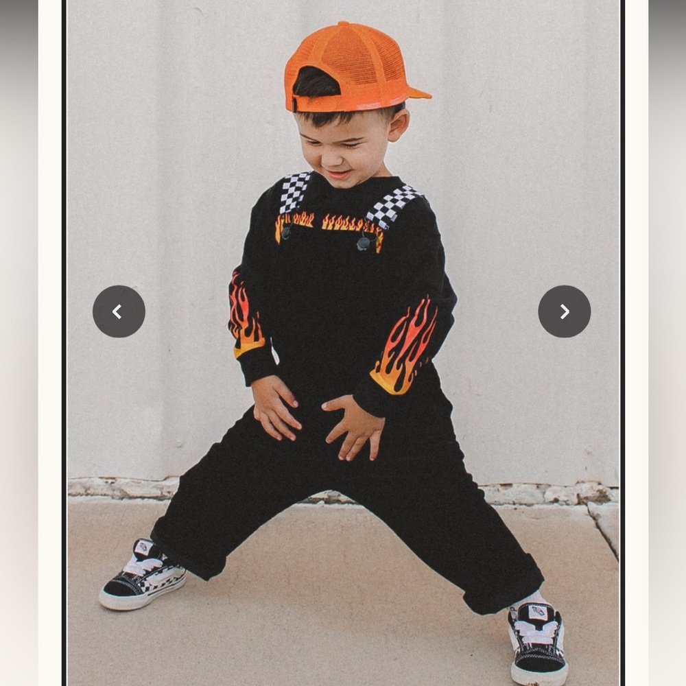 Kids Black Overalls with Checkered Straps ⚡️ - Picture 2 of 5